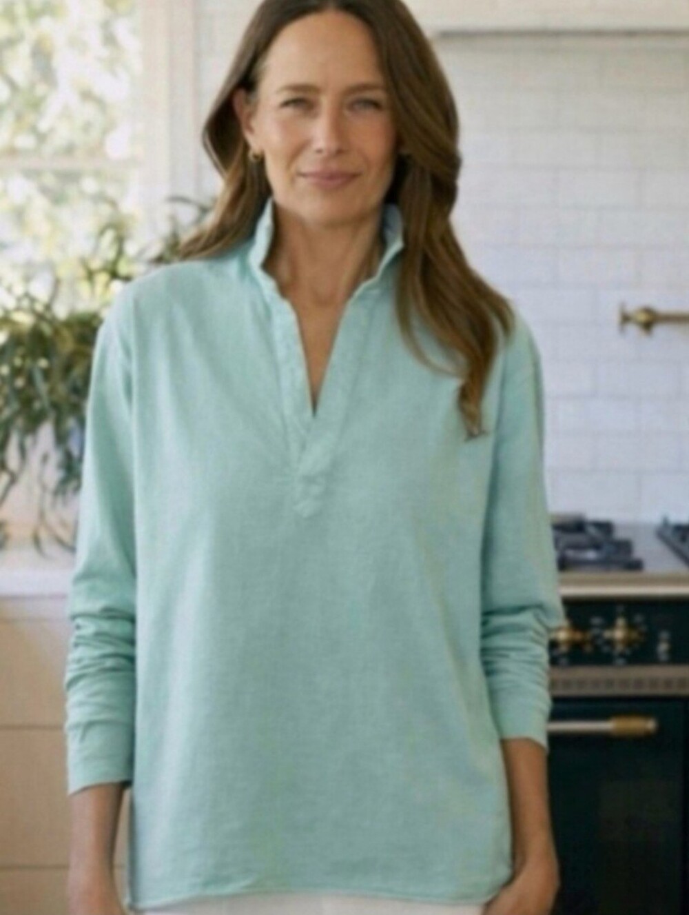 NWOT Frank&Eileen Patrick Light Mint Green Long Sleeve Cotton Tee